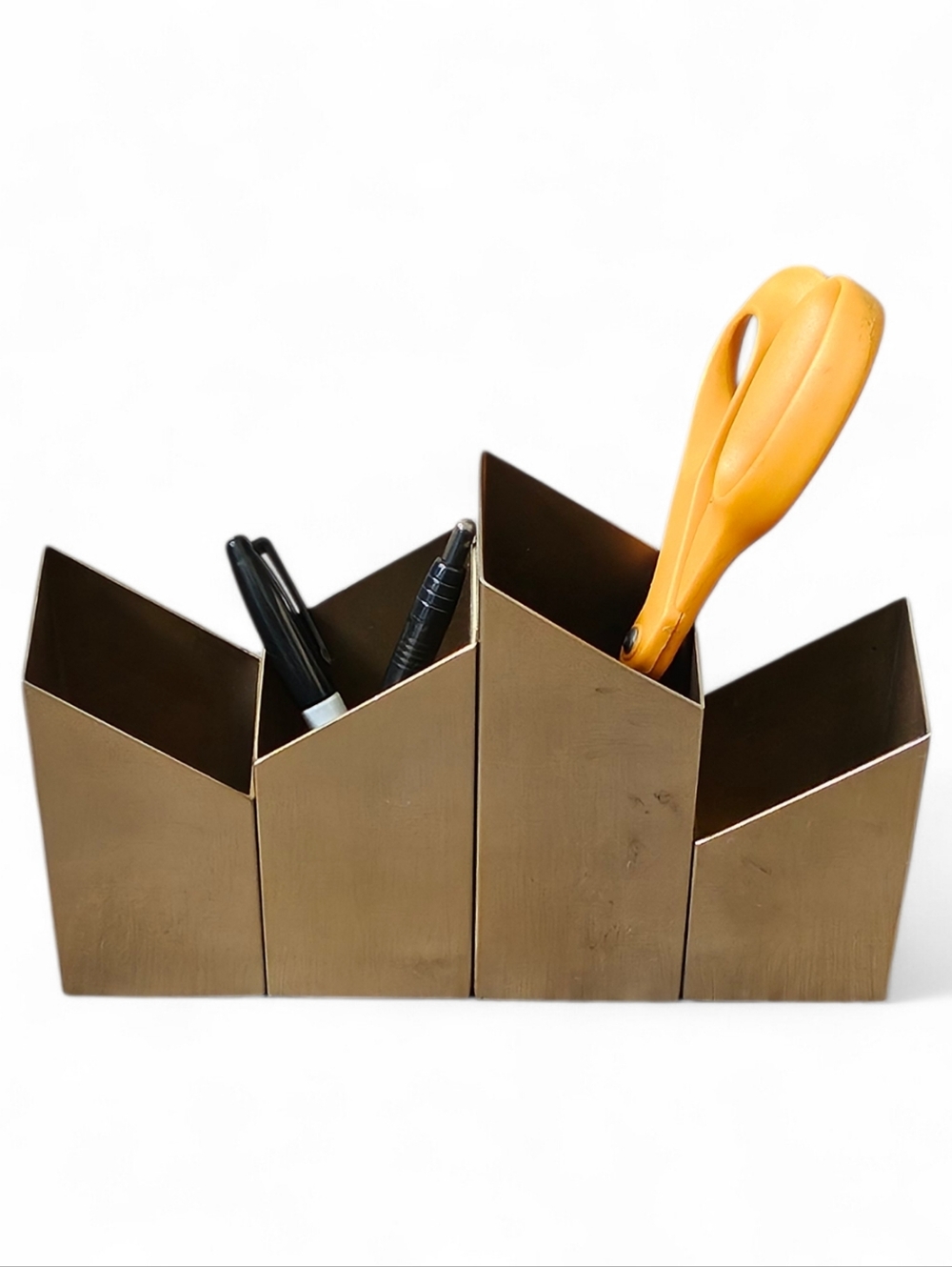 Nate Berkus Gold Desk Organizer Asymmetrical Metal Holder